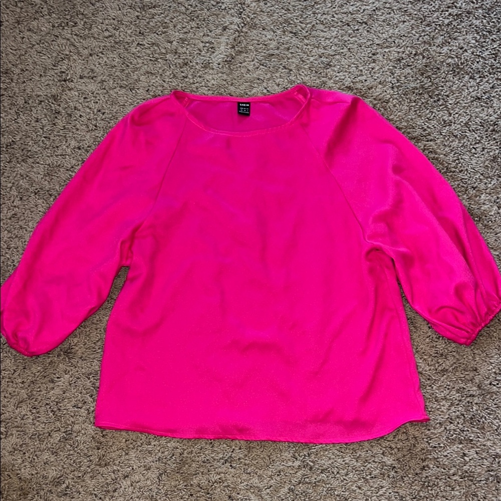 SHEIN Pink Puff Sleeve Blouse with Boxy Relaxed Fit